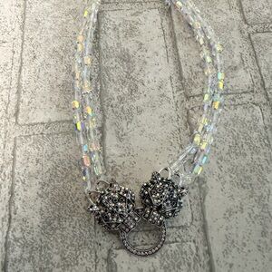 EYE CANDY LUXE Collection Aurora Borealis Dual Crystal Cube Panther Necklace
